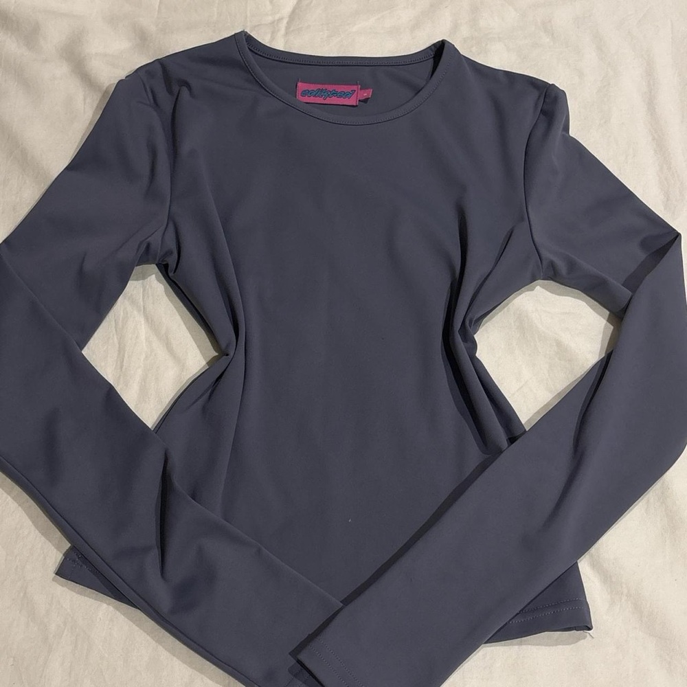 Edikted Gray Fitted Long Sleeve Tee